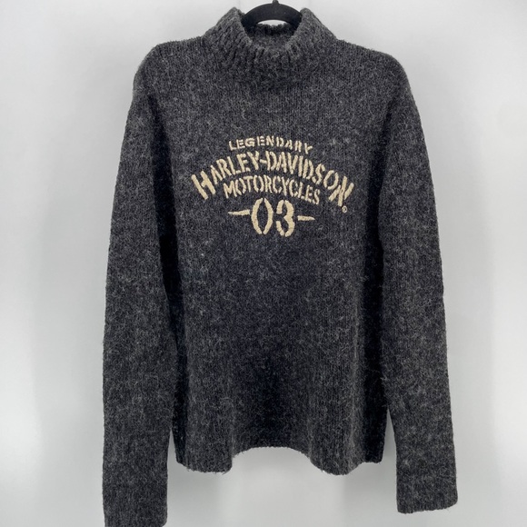 Harley-Davidson Other - Harley Davidson Mens Turtleneck Sweater Gray Wool Blend M